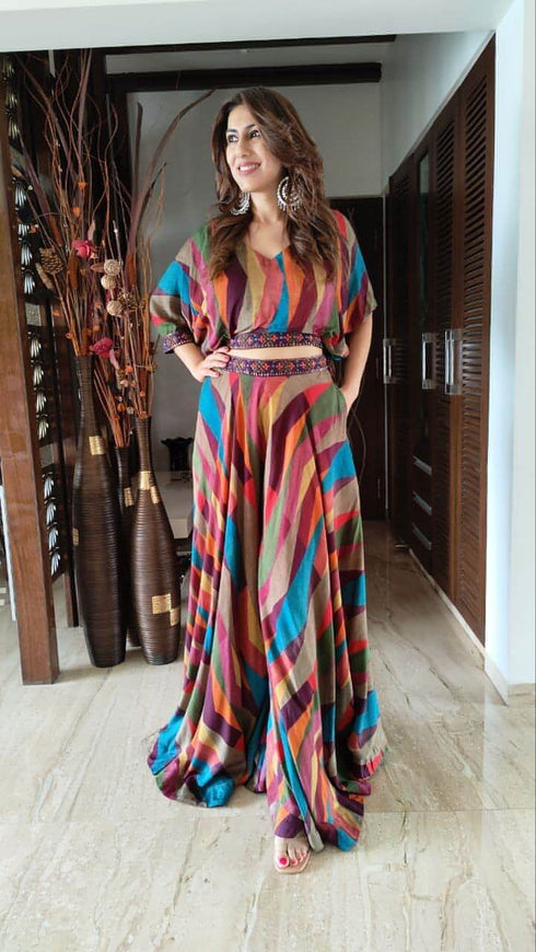 (@Debina Bonnerjee) Stripe Technicolour Coord Set